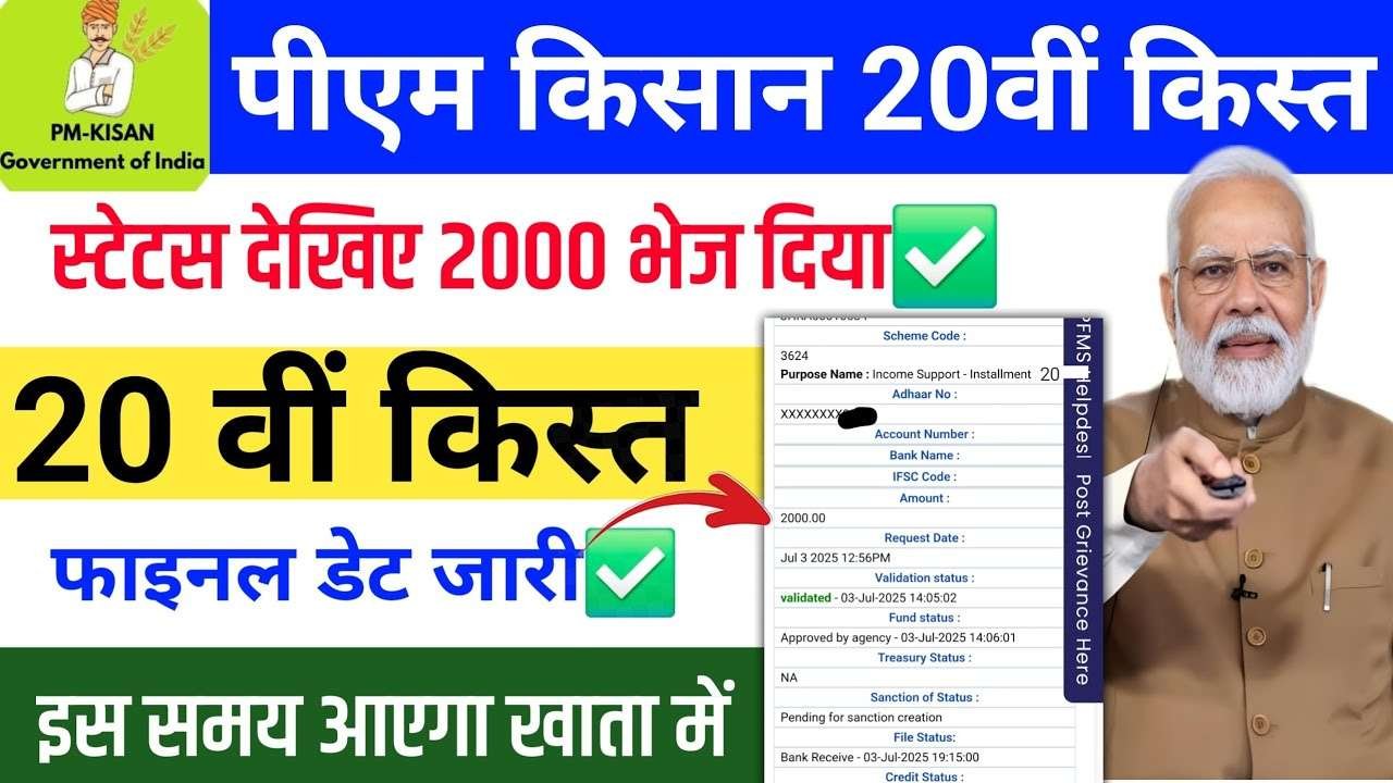 PM Kisan Samman Nidhi 20th Installment