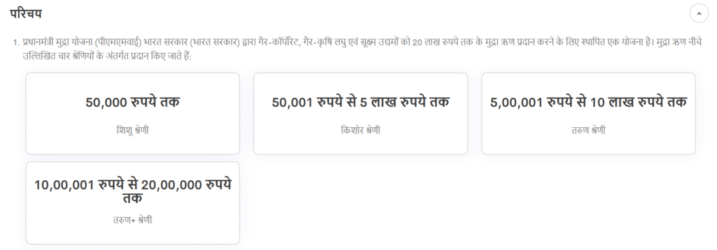 प्रधानमंत्री मुद्रा लोन योजना के प्रकार